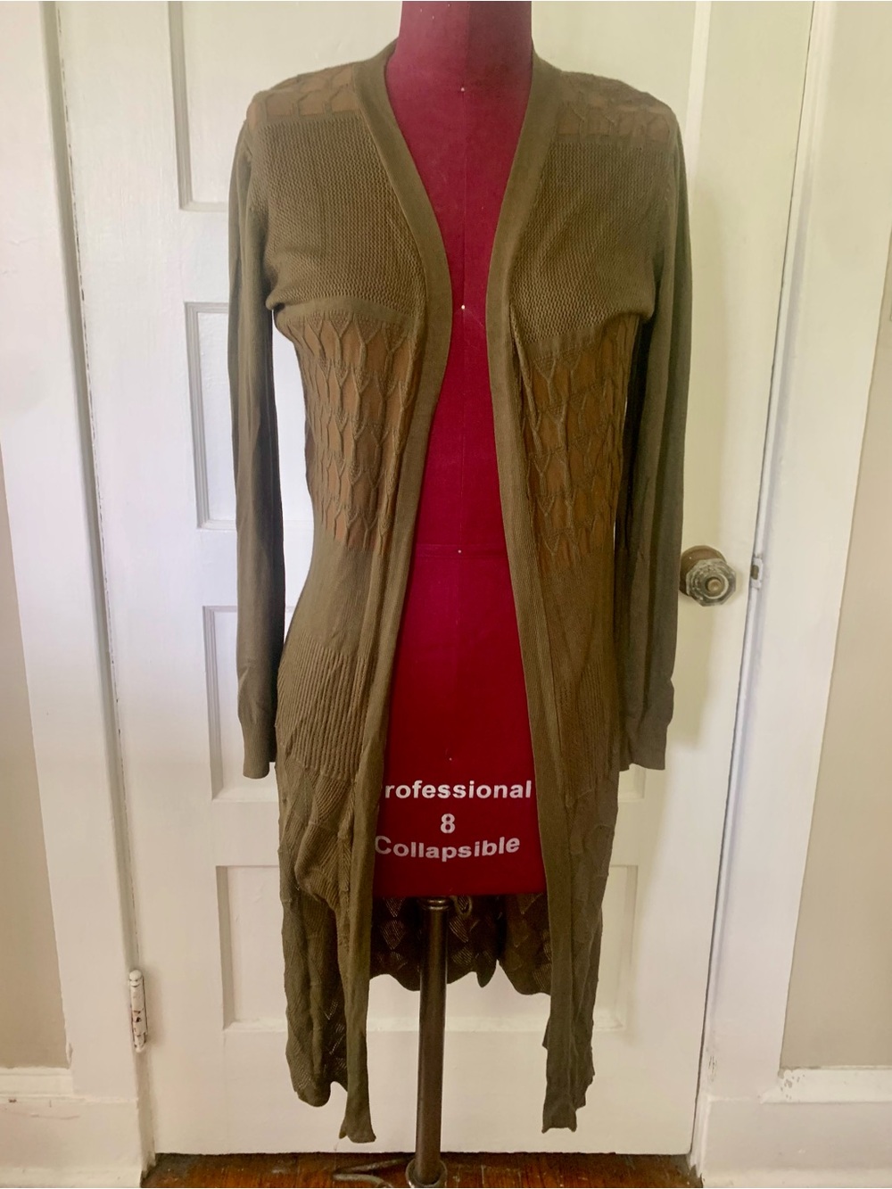 Olive Duster Open-Front Women's Long Sweater